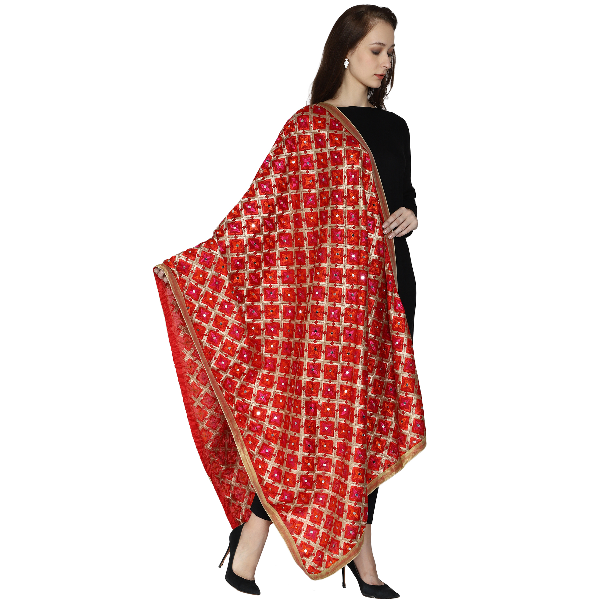 Women's Phulkari Dupatta with Mirror Work - Image 2