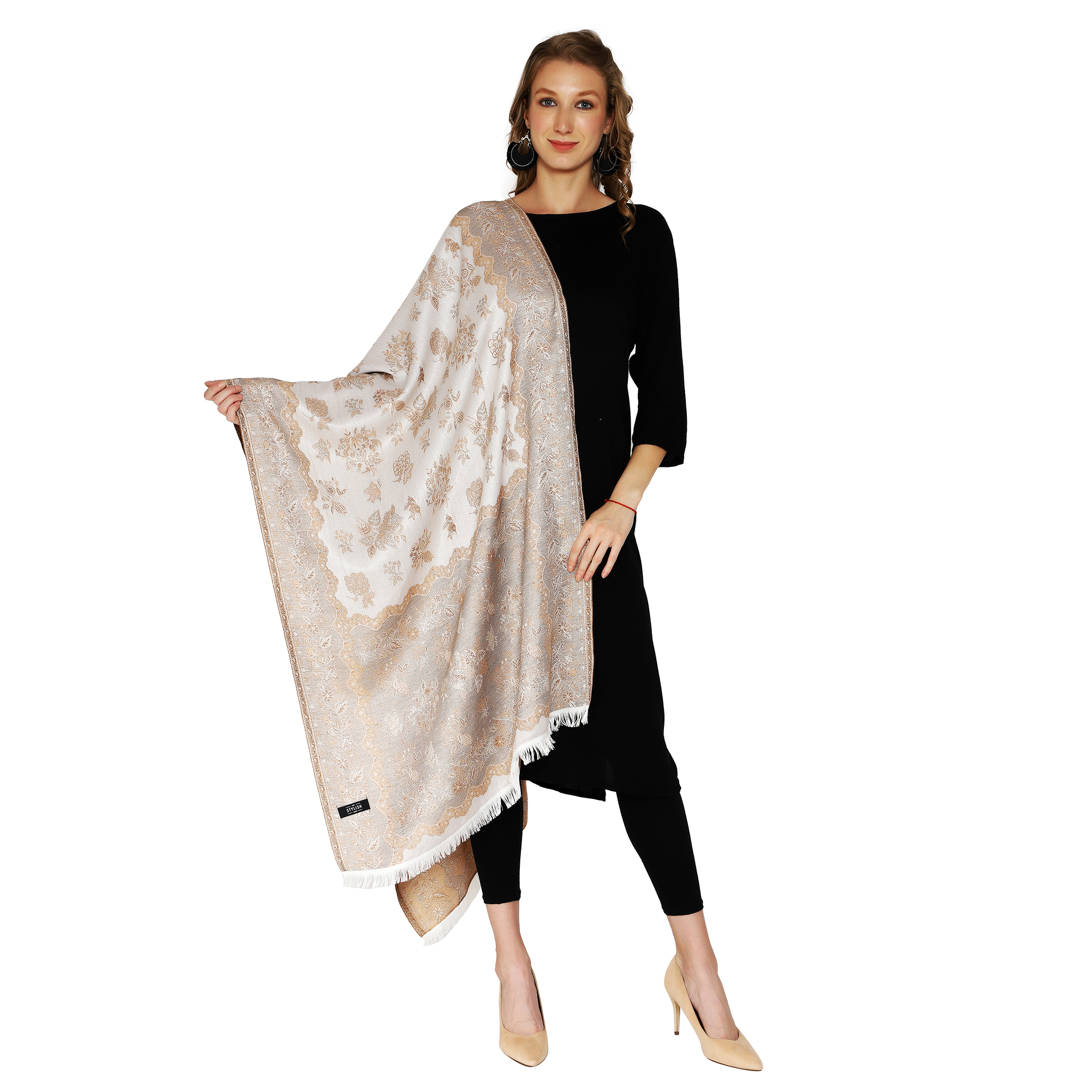 White Reversible Soft Viscose Stoles/wraps